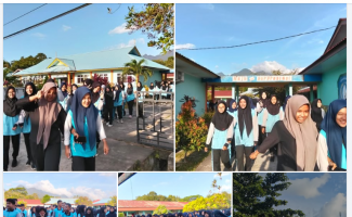 Kegiatan Jalan sehat siswa siswi SMAN 1 Lingga